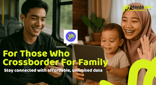 A daily commuter on the bus video-calling family — ManjaSIM keeps cross-border workers connected